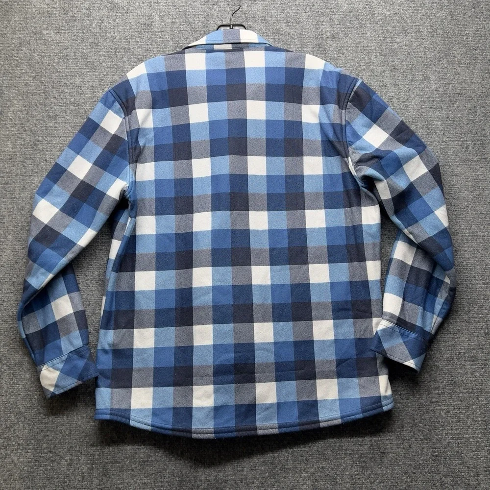 Mens Blue Plaid Button Front Shirt Jacket Flannel Style Size 41